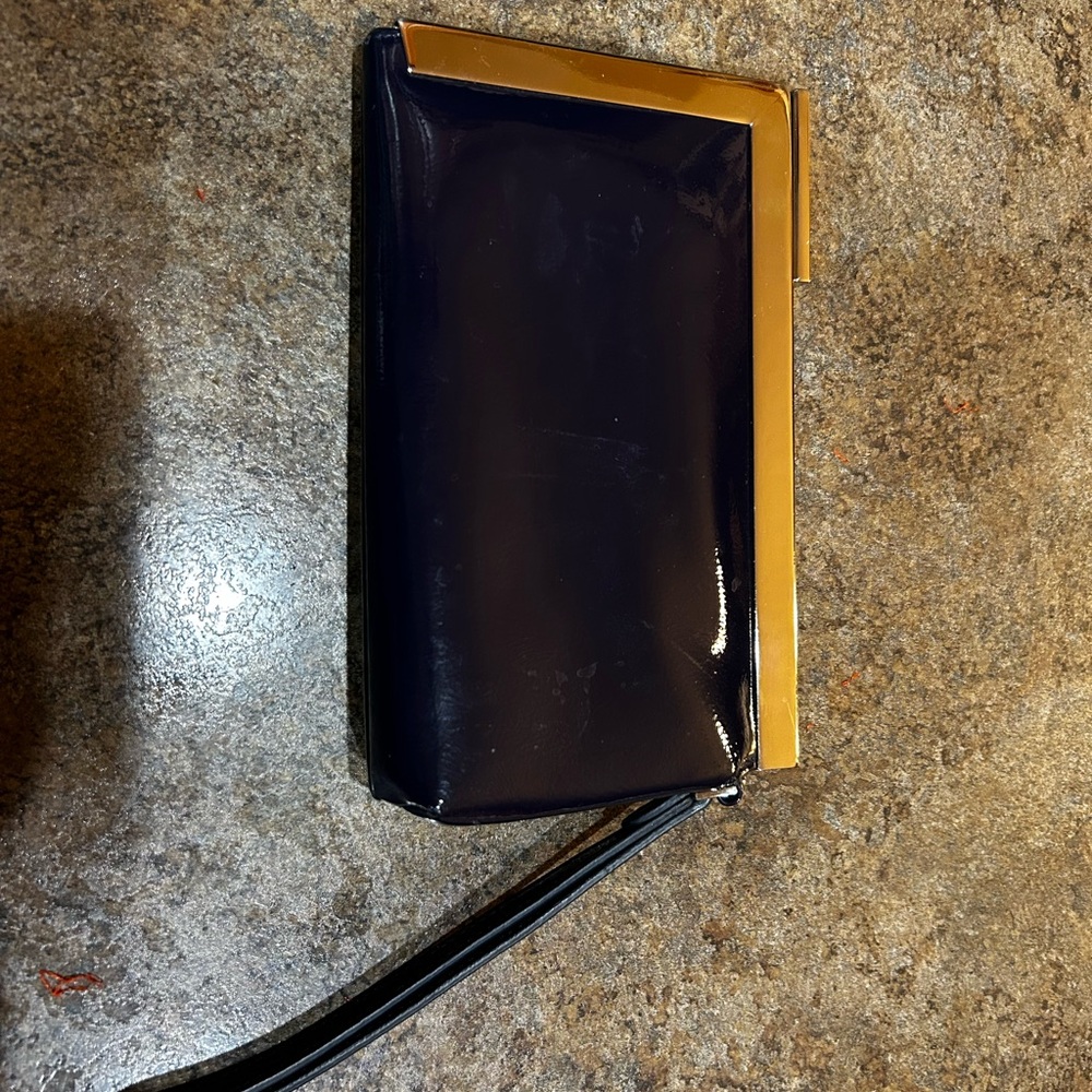 Elegant Calvin Klein Navy Blue and Silver Clutch